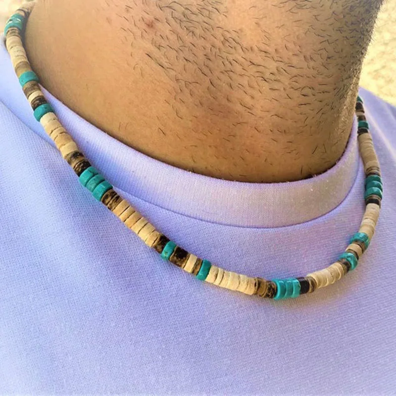 Men Necklace Beaded African Surfer