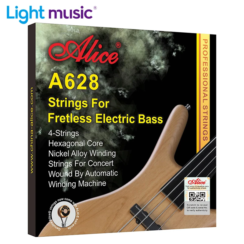 

Alice A628 Fretless 4 Electric Bass Strings Full Set 4 Strings Hexagonal Core Nickel Alloy Wound Gold Ball-End Bass String