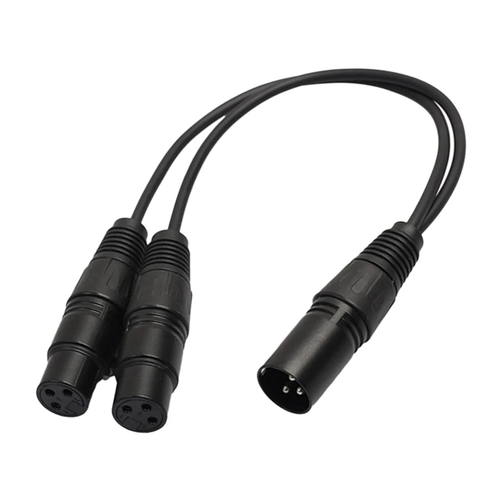3-Pin XLR Female to 2 Dual Male Plug Y Splitter Cable Wire 20cm for Microphone Mic Connection