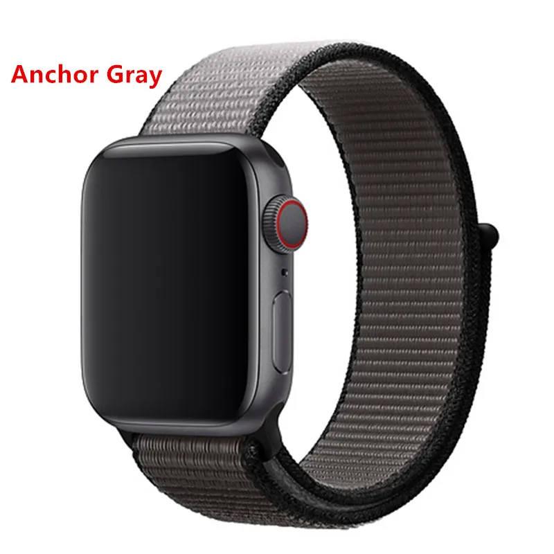 Нейлоновый ремешок для apple watch группа 4/5 44 мм/40 мм, correa apple watch 3 42 мм/38 мм iwatch серии 5/4/3/2 разноцветный коннектор ремешок для часов - Цвет ремешка: Anchor Gray 4 new