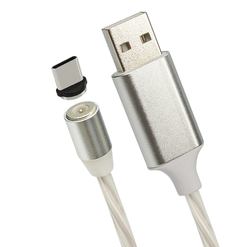 Магнитный светодиодный кабель CHAURE для зарядки mi cro, зарядный usb-кабель для Xiao mi huawei, зарядный кабель для быстрой зарядки T-C, usb-кабель - Цвет: White For Type C