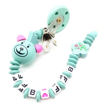 

Baby infant wooden beaded pacifier holder clip nipple teether dummy chain gift