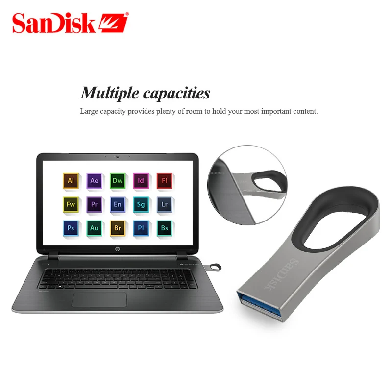 Sandisk USB флэш-накопитель USB 3,0 130 МБ/с. 64 г 128 модное Новогоднее пуховое de Metal U диск USB мини memoria Мори Pendrive накопитель флеш-диск