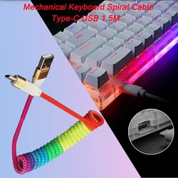 Cabo espiral teclado mecânico tipo c usb enrolado carregamento de dados personalizado diy primavera cabo 1.5m extensão gh60 gk61 anne pro 2