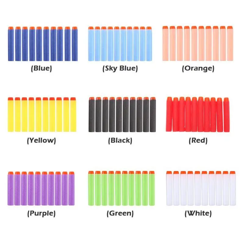 100pcs For Nerf Bullets Soft Hollow Hole Head 7.2cm Refill Darts Toy Bullet for Nerf Toy Gun Accessories Xmas Kid Children Gifts