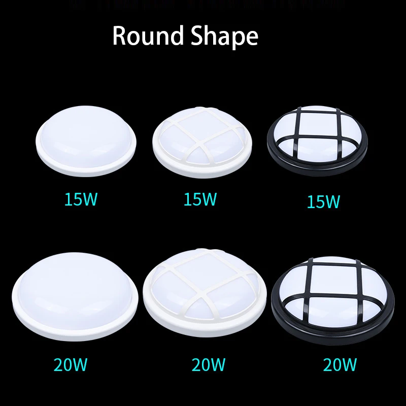 

LED Moisture Proof Ceiling Lamp IP65 Waterproof Bathroom Outdoor Garden Yard Lamp 15W 20W Round Oval Wall Lamp Light