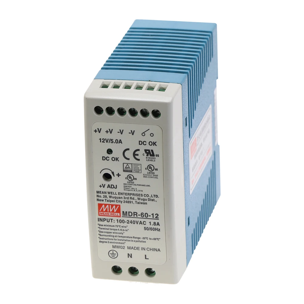 MDR-60 60W бренд MEAN WELL представляет один Выход 5V 12V 15V 24V 36V 48V промышленные din-рейку импульсный Питание AC/DC MDR-60-5/12/24/48