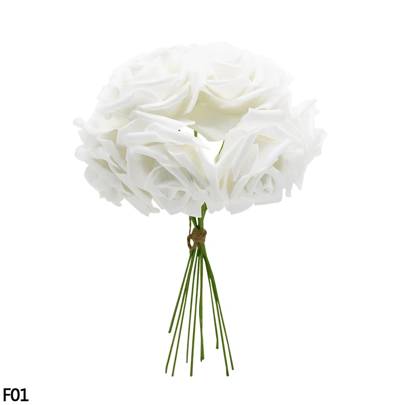 24 шт 7 см Искусственный цветок розы Букет полиэтиленовый пены розы искусственные цветы для свадьбы свадебный букет День рождения деко DIY ВЕНОК расходные материалы - Цвет: F01