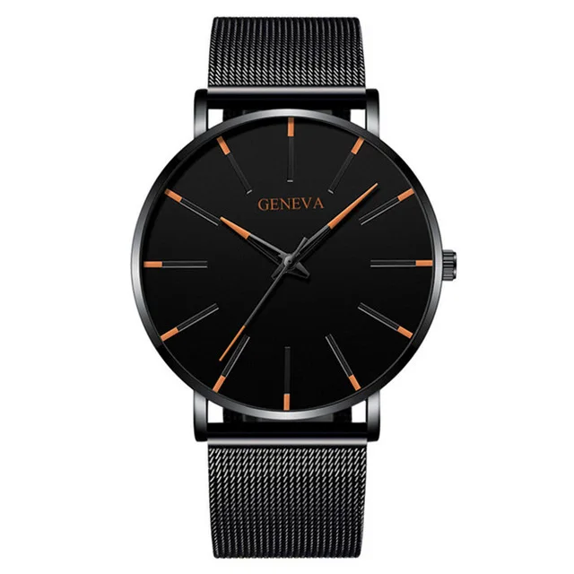 M black orange Relojes Masculino, модные мужские черные часы, роскошные часы из нержавеющей стали с ремешком, аналоговые кварцевые наручные часы, мужские деловые повседневные часы - Цвет: M black orange
