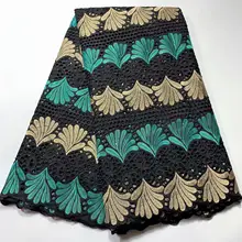 Черная кружевная ткань, мягкая швейцарская вуаль, кружево в швейцарском стиле, высокое качество, хлопок, ткань из Дубая, африканская ткань Анкара, 5 ярдов/партия