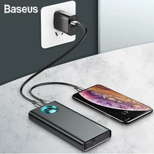 Baseus power Bank, 20000 мА/ч, Тип C, PD, быстрая зарядка, power Bank, быстрая зарядка, 3,0 USB, повербанк, внешняя батарея для Xiaomi iPhone