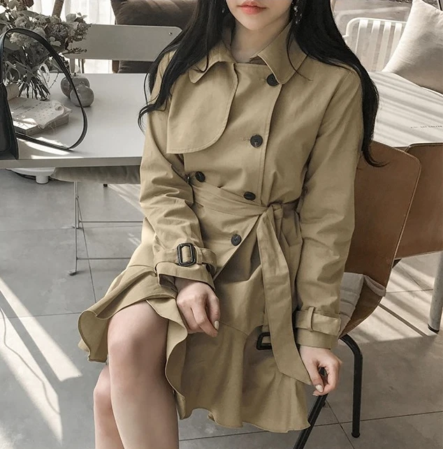 WHITNEY WANG/осень ; модная уличная одежда в Корейском стиле; ветровка; платье русалки для женщин; милое платье-Тренч для девочек