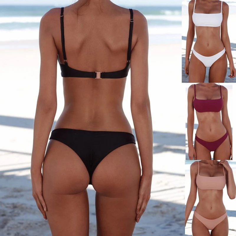 CESIUM Solid Sexy Bikini Set Women Swimming Suit Fashion Swimsuit Two-Piece Swimwear Bathing Female Biquini Plus Size Tops | Женская