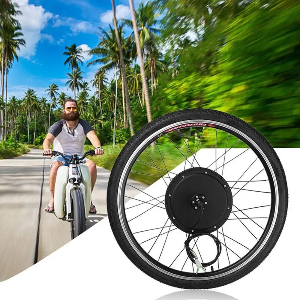 

Electric E Bike Conversion Kit 26 Inch Front Wheel Motor Bicycle Hub 48V 1000W Aluminum Alloy Tool Kit Crank Speed Sensor