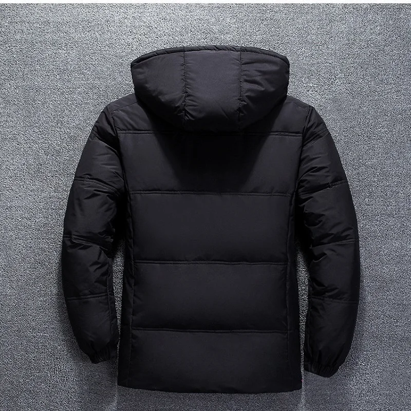 Duck Down Jacket Men Thicken Hooded Long Sleeve Down Zipper Pocket Coat Warm Feather Men Winter Down Jacket Casual Outwear 4XL