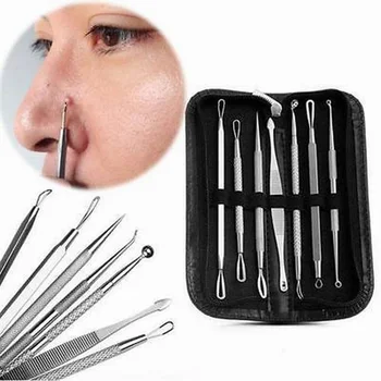 

Acne Blemish Remover Blackhead Extractor Stainless Steel For Skin Care 7Pcs/ Set Portable