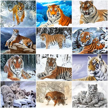 

AZQSD DIY Oil Painting By Numbers Animal Acrylic Paint Decor For Home Coloring By Numbers On Canvas Tiger Handmade Gift