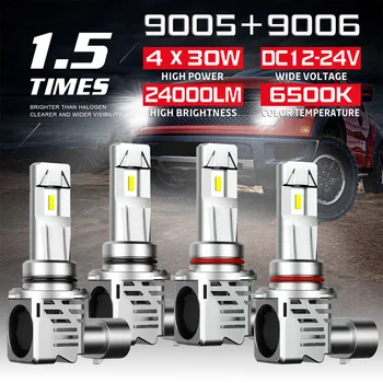

4X 9005 9006 LED Headlight Kit Combo Bulb 6500K High Low Beam Super White