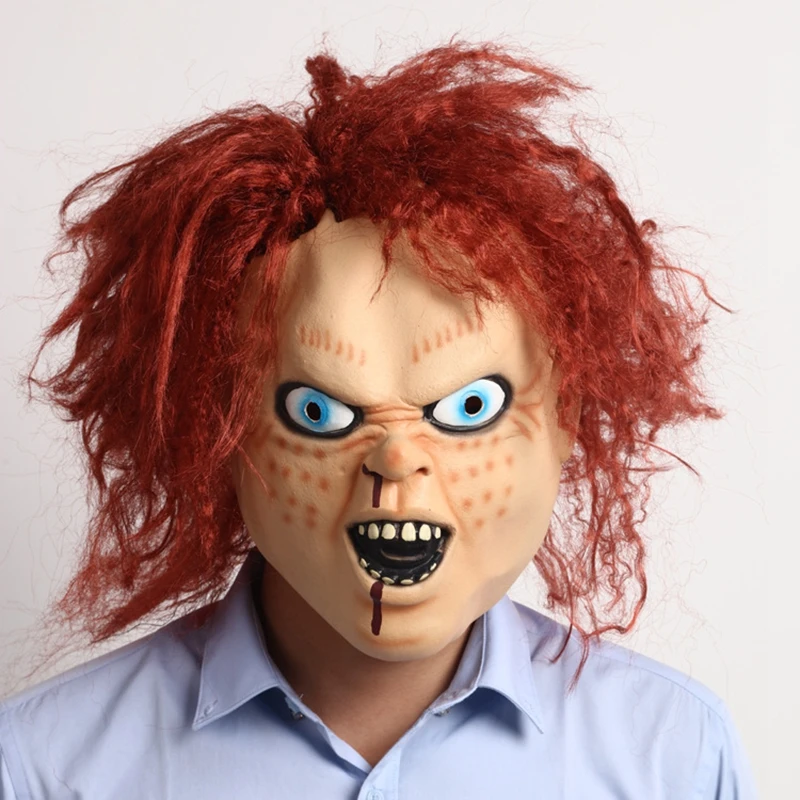 Новая детская игра Чаки маска Террор Хэллоуин страшный взрослый полный голова Опора Косплей Костюм латексные маски