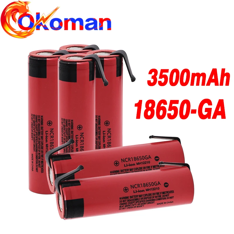 Оригинальная 18650 аккумуляторная батарея 3,7 V 3500mAh ncr1865GA 30A Разрядка Для игрушечного фонарика литиевая батарея+ diy никель