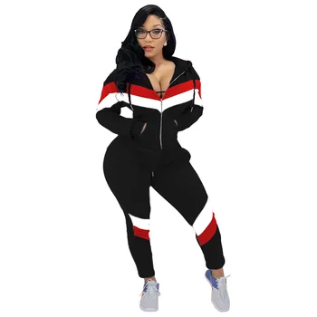 

Spring Autumn Women Two Piece Set Top and Pants Plus Size Tracksuit Sweatsuit Outfit Patchwork Hoodies Active Outfits
