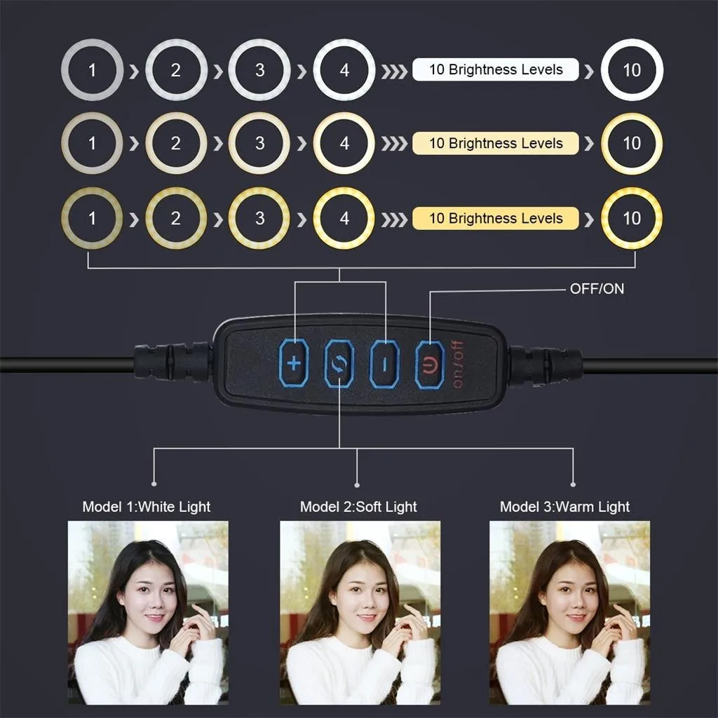 PULUZ светодиодный кольцевой светильник с регулируемой яркостью hotographia Vlogging, usb-разъем для фото-видео, светодиодный светильник, штатив для макияжа