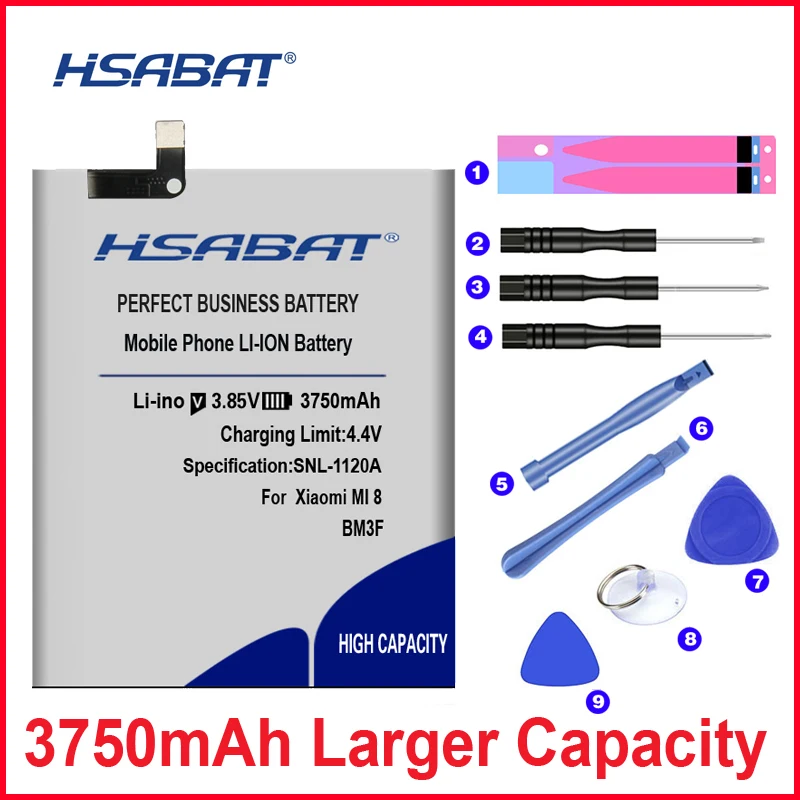 HSABAT 0 Cycle 3750mAh BM3F Battery for Xiaomi MI 8 MI8 High Quality Mobile Phone Replacement Accumulator