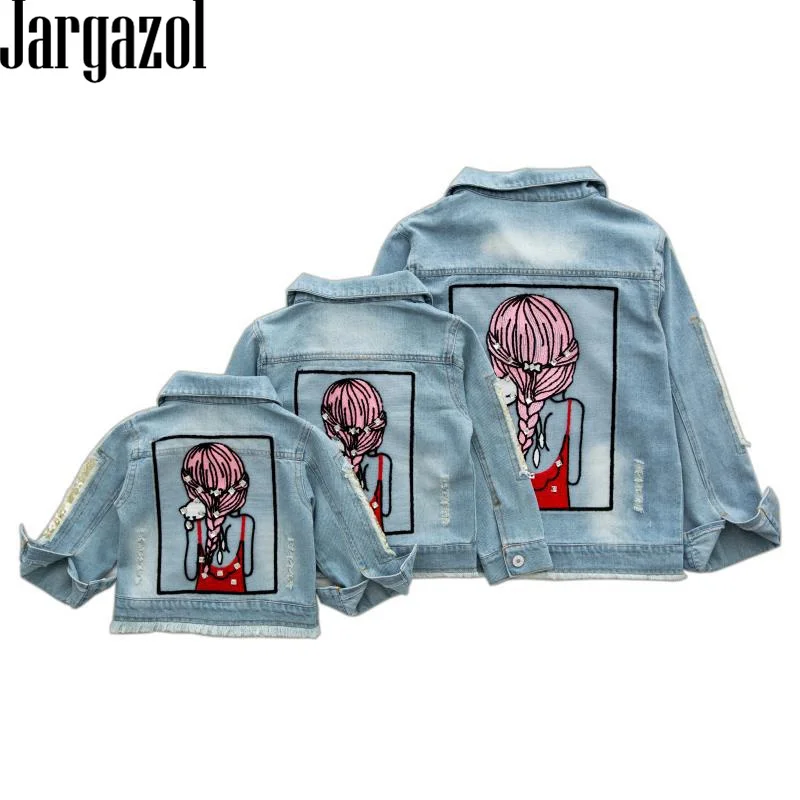 Jargazol/Детская куртка для малышей осеннее пальто с вышивкой и пайетками Miindo куртки для девочек-подростков одежда для больших детей