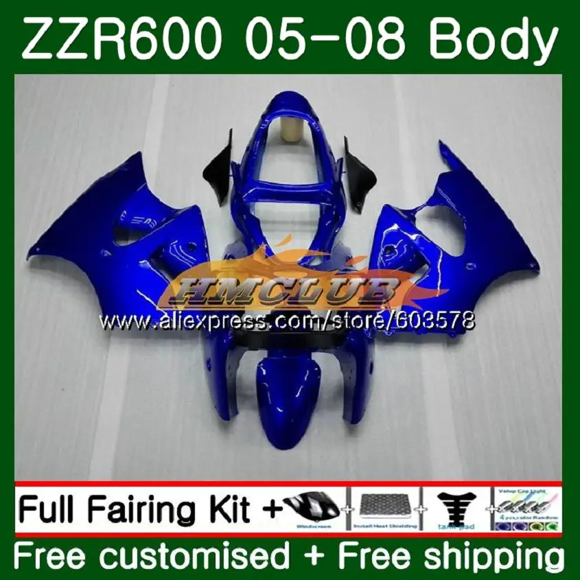 Корпус для KAWASAKI ZX600 600CC ZZR600 05 06 07 08 107CL. 63 ZX600CC ZZR-600 ZZR 600 2005 2006 2007 2008 OEM Обтекатели все синий - Цвет: No. 1