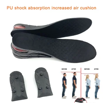 

1 Pair Height Increase PU Shoes Insoles Multi Layer Air Cushion Taller Heel Insert IK88