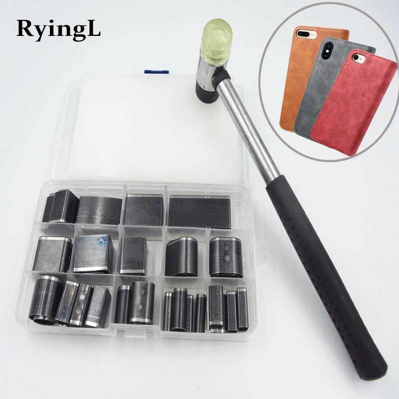 

Leather Craft DIY 39 Shape Style Hole Hollow Cutter Punch +pad +hammer hand tools set for phones Camara