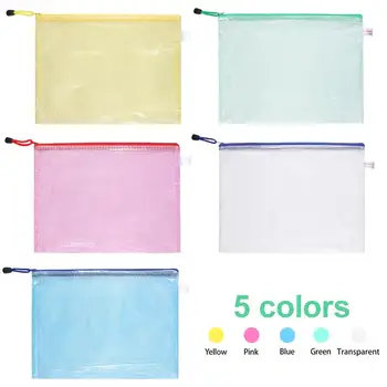 

10pcs A4 File Pockets PVC Zipper File Bags Documents Organizers Stationery Organizer File Folder (Pink Yellow White Blue Green)