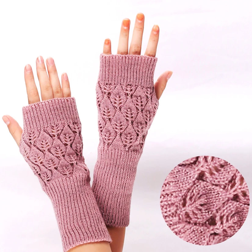 

New Winter Gloves Women Elegant Knited Acrylic Warm Long Fingerless For Girl Wristband Ladies Half Finger Gifts Gloves