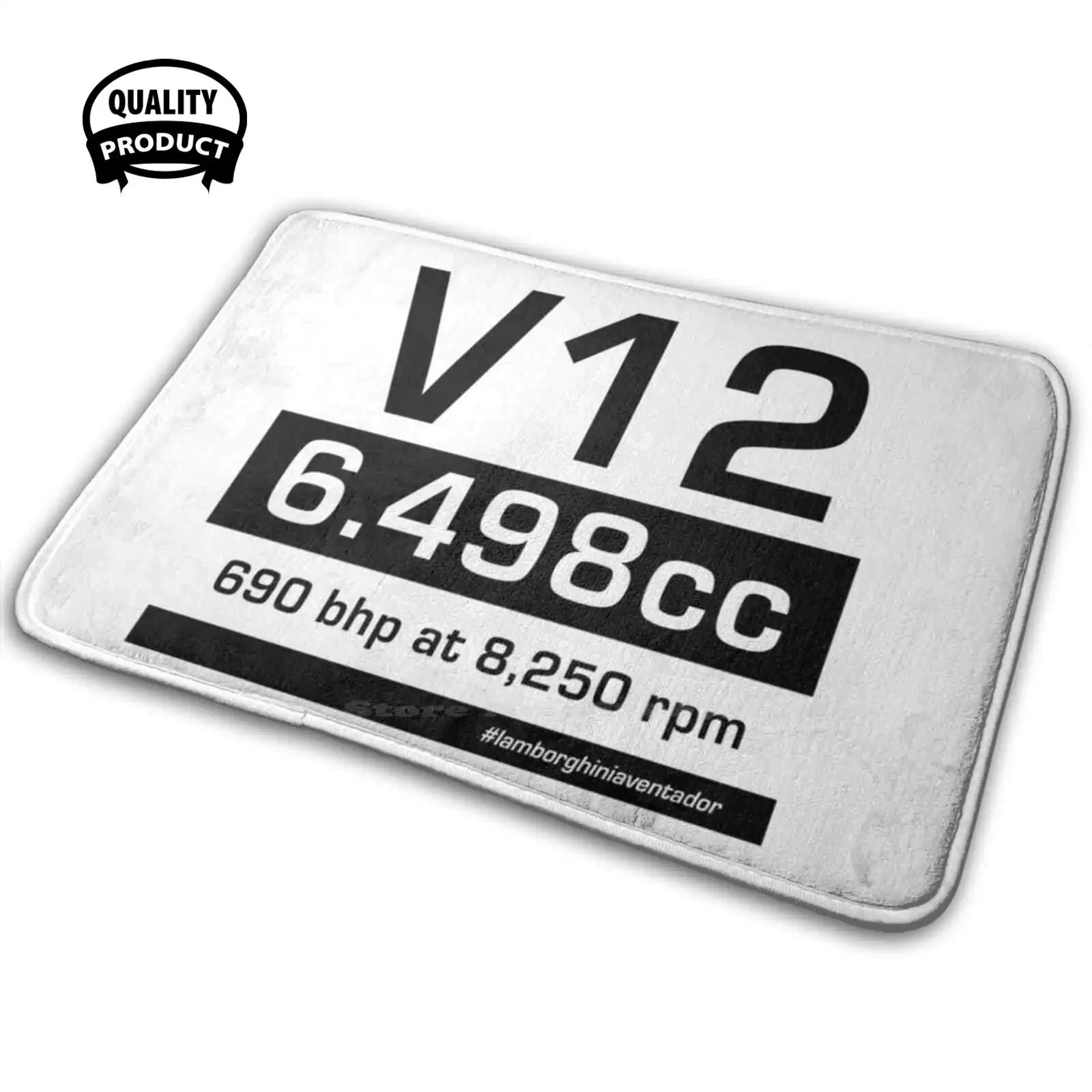 V12 Lambo Engine Soft Interessante Room Goods Tappeto Tappeto Lambo V12 Engine Car Supercar Power V8 Ador Logo