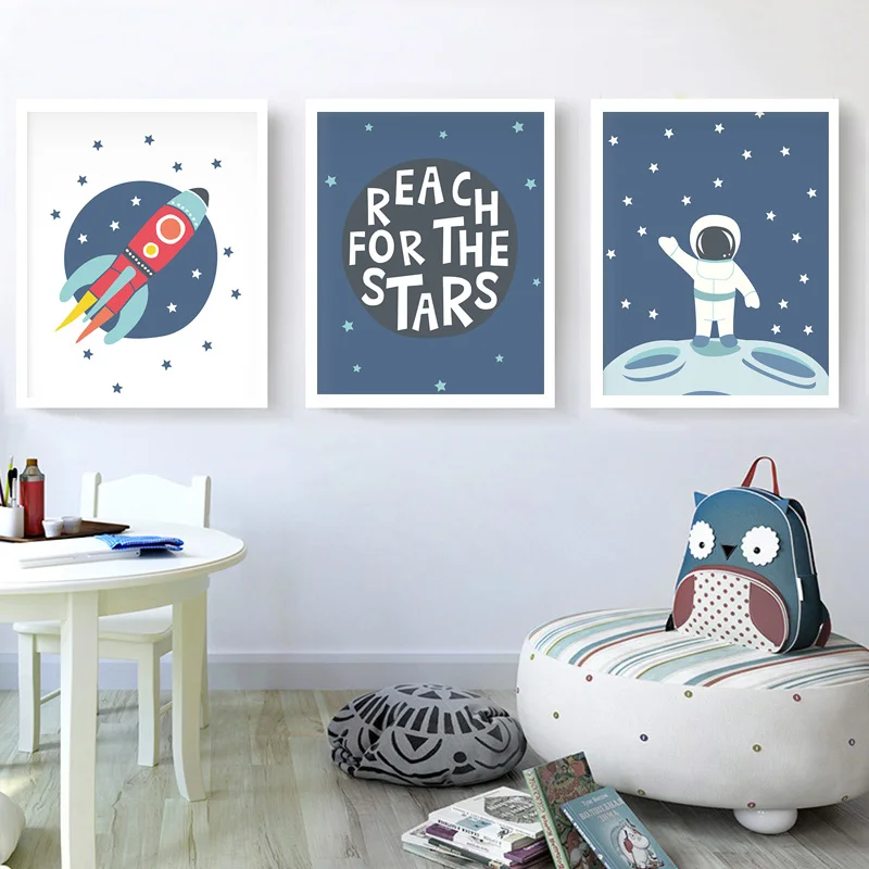DREAM-BIG-Quote-Canvas-Poster-Space-Illustration-Baby-Nursery-Wall-Art-Painting-Picture-Scandinavian-Kids-Room