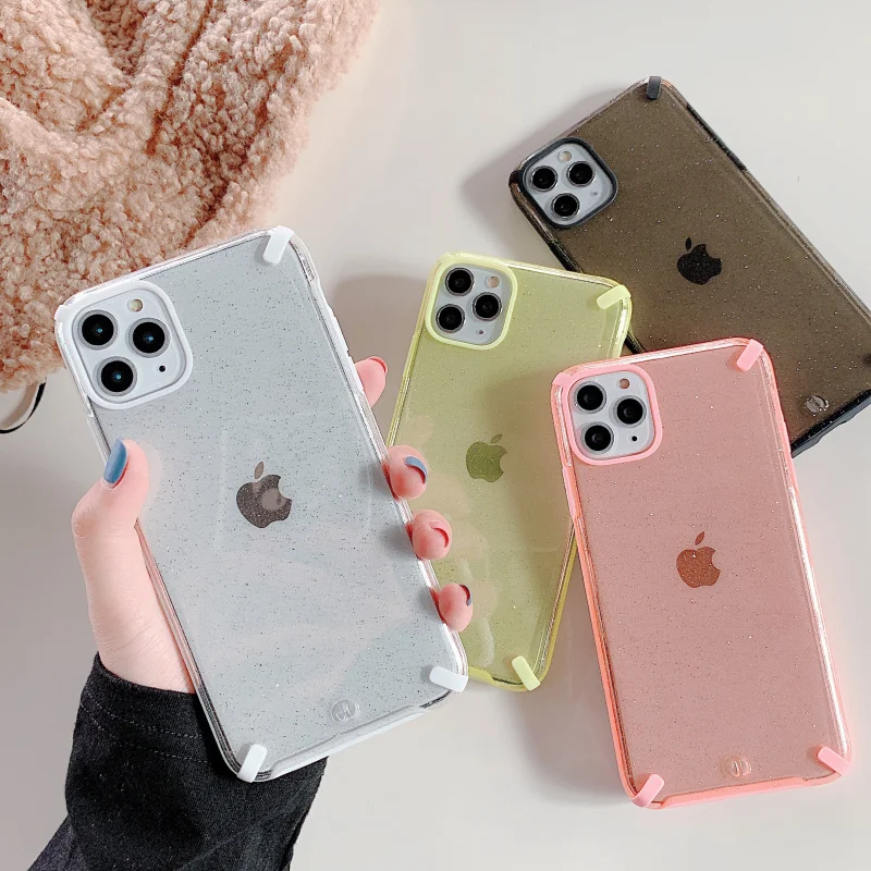 Блестящий противоударный чехол для iphone 7 8 plus мягкий силиконовый 11 11Pro Max X XR XS