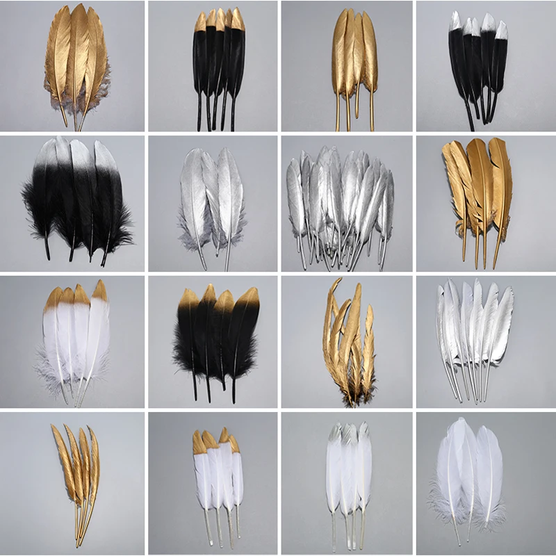 10 pcs Beautiful Fine Gold silver birds feathers peacock plumas de colores DIY Craft Party Home Decor wedding decoration X5118 | Дом и сад