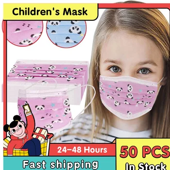 

50PC Cartoon Pattern Face Mask 3-Ply Ear Loop Children's Disposable Mask Solid Breathable Mascarillas Masker Christmas halloween
