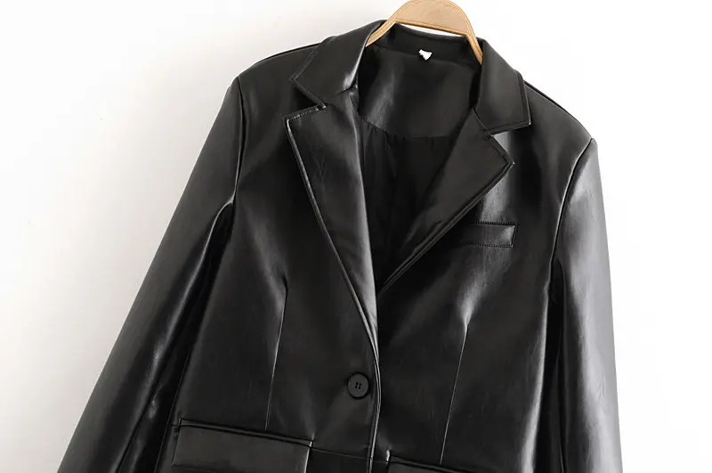 Новинка, свободная куртка из искусственной кожи, женская классическая байкерская куртка, весенне-осеннее женское базовое пальто, кожаные блейзеры, верхняя одежда