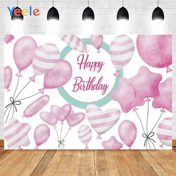 

Yeele Happy Birthday Party Pink Balloons For Baby Gifts Background Photophone Photo Studio Photography for Decor Customized Size