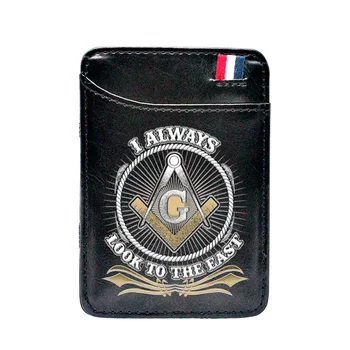 

Digital Printing I Always Look To The East Leather Magic Wallets Masonic Men Women Money Clips Card Purse Thin Cash Holder