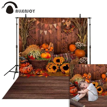 

Allenjoy background for photography studio Autumn harvest sunflower pumpkin baby shower halloween backdrop photocall photobooth