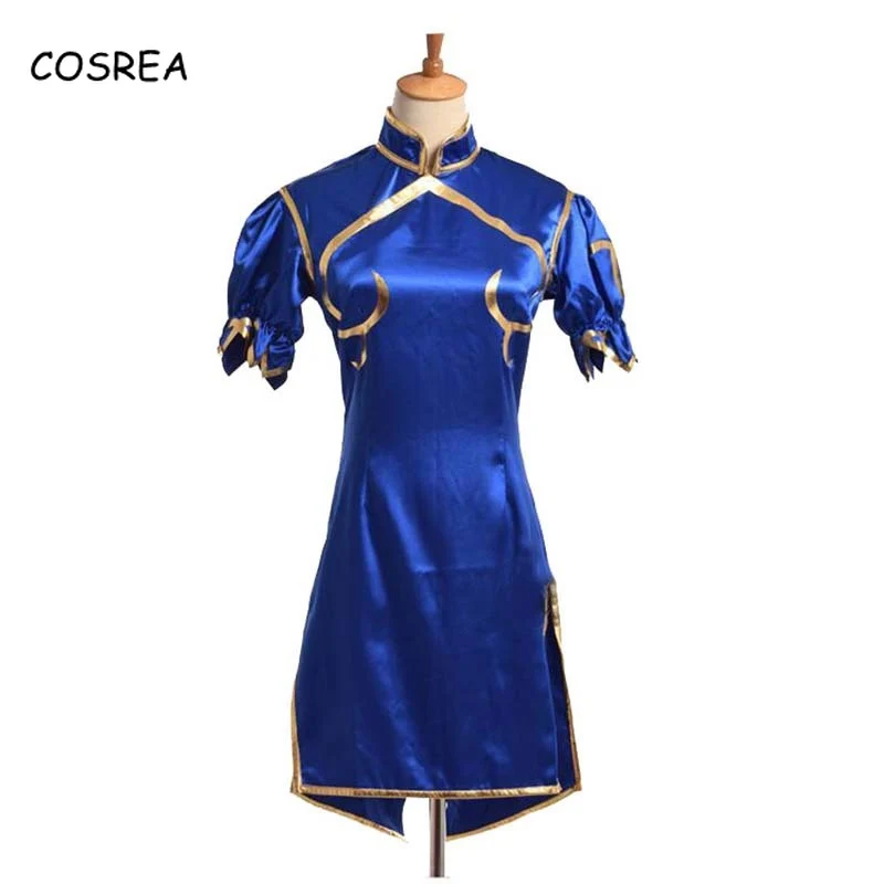 Маскарадные костюмы Chun Li вечерние на Хэллоуин Sutorito Faita голубое платье чонсам