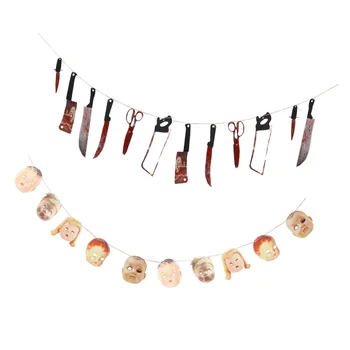 

1 Set Portable Durable Practical Creative Halloween Style String Flag for Hotel