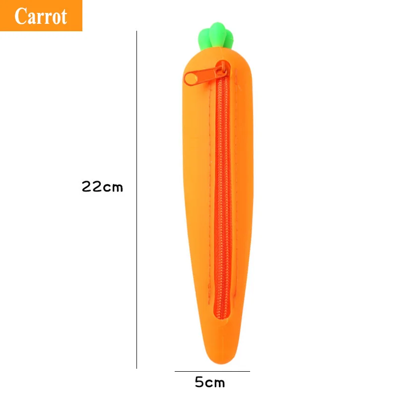 Creative Zipper Silicone Pencil Case Eggplant Peas Bean Pod Corn Carrot Shape Kawaii Student Pen Storage Bag Organizer Kids Gift