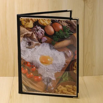 

5Pcs Transparent Restaurant Menu Covers for A4 Size Book Style Cafe Bar 2 Pages 4 View