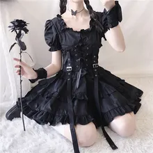 Lolita-Dress Punk-Style Renaissance Victorian Japanese Vintage Gothic Puff-Sleeve Girl