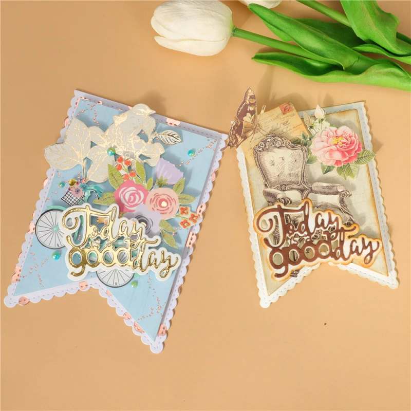 Banners Metal Cutting Die Stencil Template 5Pcs for DIY Embossing Paper Photo Album Cards Making Scrapbooking metal cutting dies craft stencil embossing cutting die scrapbook die cutter cutting dies