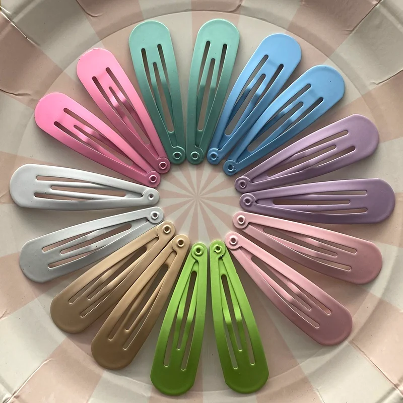 30Pcs/Set 5Cm Mix Solid Color Metal Hairgrip Girls Snap Hair Clips For Children Baby Accessories Women Barrettes Clip Pins | Аксессуары
