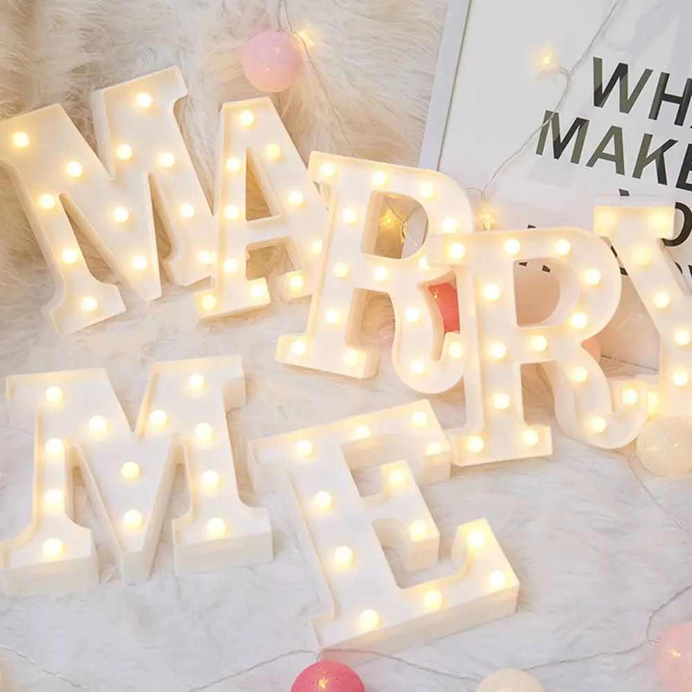  3D LED Night Lamp 26 Letter 0-9 Digital Marquee Sign Alphabet Light Wall Hanging Lamp Indoor Decor  - 4000155497653